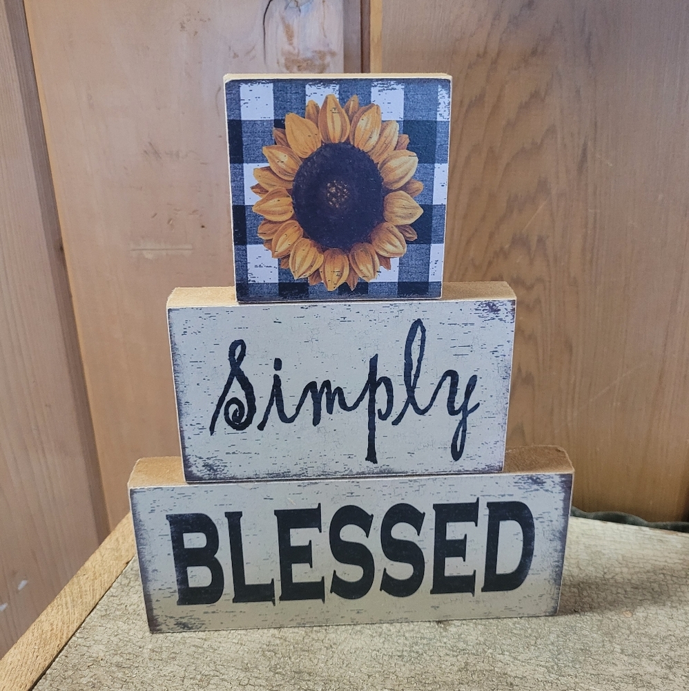 NWT Simply Blessed Primitive Block Decor - Picture 2 of 3